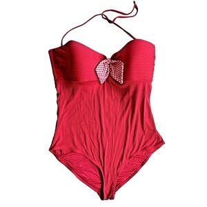 New Matilda Jane Swimsuit Women XXL 2X Strapless Halter Top Red Gingham Check